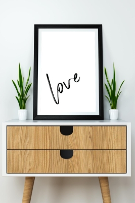 Tek Parça Çerçeve Görünümlü Yazılı Mdf Tablo "Love" - 1ARTAVESSAYAZ31