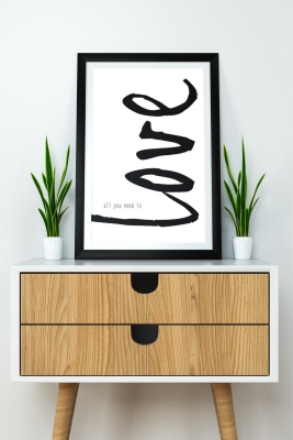 Tek Parça Çerçeve Görünümlü Yazılı Mdf Tablo "Love" - 1ARTAVESSAYAZ4