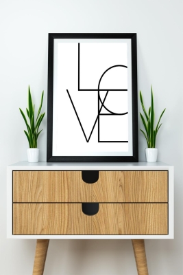Tek Parça Çerçeve Görünümlü Yazılı Mdf Tablo "Love" - 1ARTAVESSAYAZ8