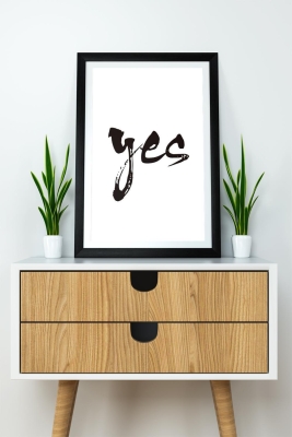 Tek Parça Çerçeve Görünümlü Yazılı Mdf Tablo "Yes" - 1ARTAVESSAYAZ3