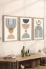 3 Parça Ahşap Çerçeve Görünümlü Mukavva Poster Tablo Seti - Set 86