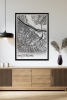 Tek Parça Siyah Çerçeve Görünümlü "Amsterdam Beyaz" Harita Mdf Tablo - ARTAVESSACTYMAP3
