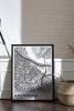 Tek Parça Siyah Çerçeve Görünümlü "Amsterdam Beyaz" Harita Mdf Tablo - ARTAVESSACTYMAP3