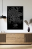 Tek Parça Siyah Çerçeve Görünümlü "Ankara Siyah" Harita Mdf Tablo - ARTAVESSACTYMAP30