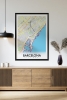 Tek Parça Siyah Çerçeve Görünümlü "Barcelona Beyaz" Harita Mdf Tablo - ARTAVESSACTYMAP5
