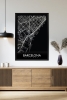 Tek Parça Siyah Çerçeve Görünümlü "Barcelona Siyah" Harita Mdf Tablo - ARTAVESSACTYMAP6