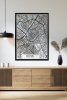 Tek Parça Siyah Çerçeve Görünümlü "Boston Beyaz" Harita Mdf Tablo - ARTAVESSACTYMAP1