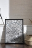 Tek Parça Siyah Çerçeve Görünümlü "Boston Beyaz" Harita Mdf Tablo - ARTAVESSACTYMAP1