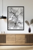 Tek Parça Siyah Çerçeve Görünümlü "Boston Beyaz" Harita Mdf Tablo - ARTAVESSACTYMAP9