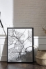 Tek Parça Siyah Çerçeve Görünümlü "Boston Beyaz" Harita Mdf Tablo - ARTAVESSACTYMAP9