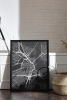 Tek Parça Siyah Çerçeve Görünümlü "Boston Siyah" Harita Mdf Tablo - ARTAVESSACTYMAP10