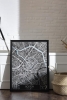 Tek Parça Siyah Çerçeve Görünümlü "Boston Siyah" Harita Mdf Tablo - ARTAVESSACTYMAP2