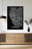 Tek Parça Siyah Çerçeve Görünümlü "Liverpool Siyah" Harita Mdf Tablo - ARTAVESSACTYMAP12