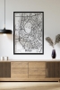 Tek Parça Siyah Çerçeve Görünümlü "Sevilla Beyaz" Harita Mdf Tablo - ARTAVESSACTYMAP23