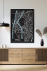 Tek Parça Siyah Çerçeve Görünümlü "Sevilla Siyah" Harita Mdf Tablo - ARTAVESSACTYMAP24