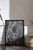 Tek Parça Siyah Çerçeve Görünümlü "Sevilla Siyah" Harita Mdf Tablo - ARTAVESSACTYMAP24